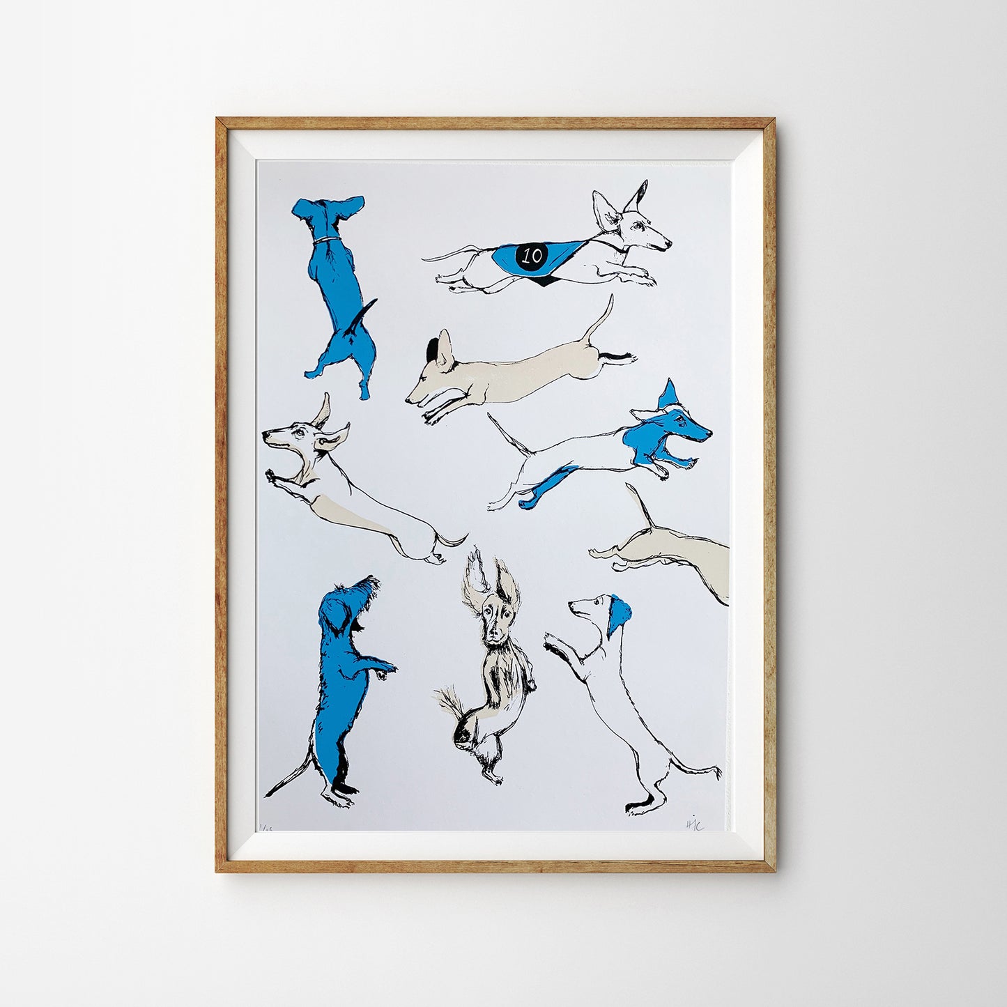 Dancing Dachshunds | Screen print | Pink and Blue
