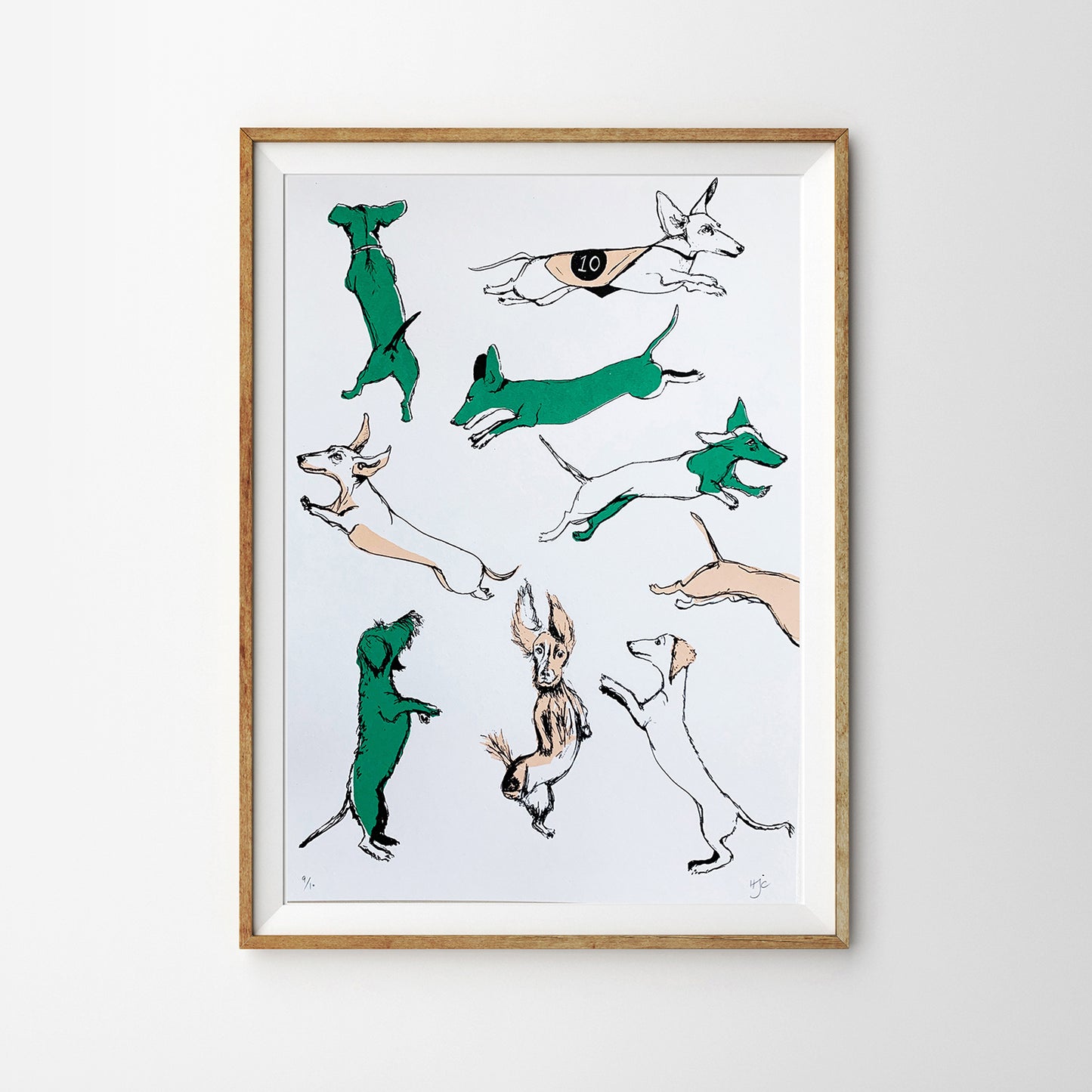 Dancing Dachshunds | Screen print | Pink and Green