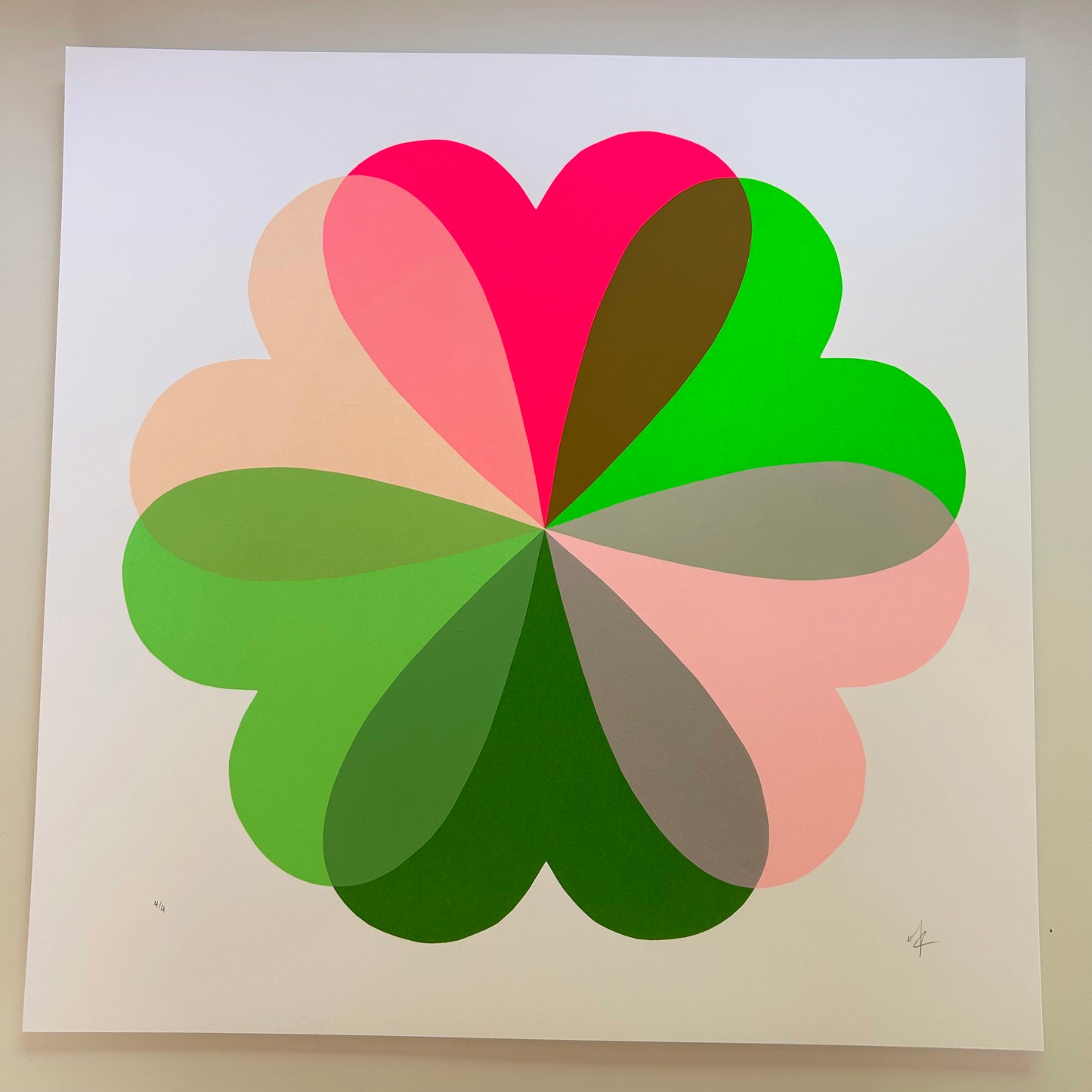 Large Hearts and Flowers | Electric Green + Pink | NEW
