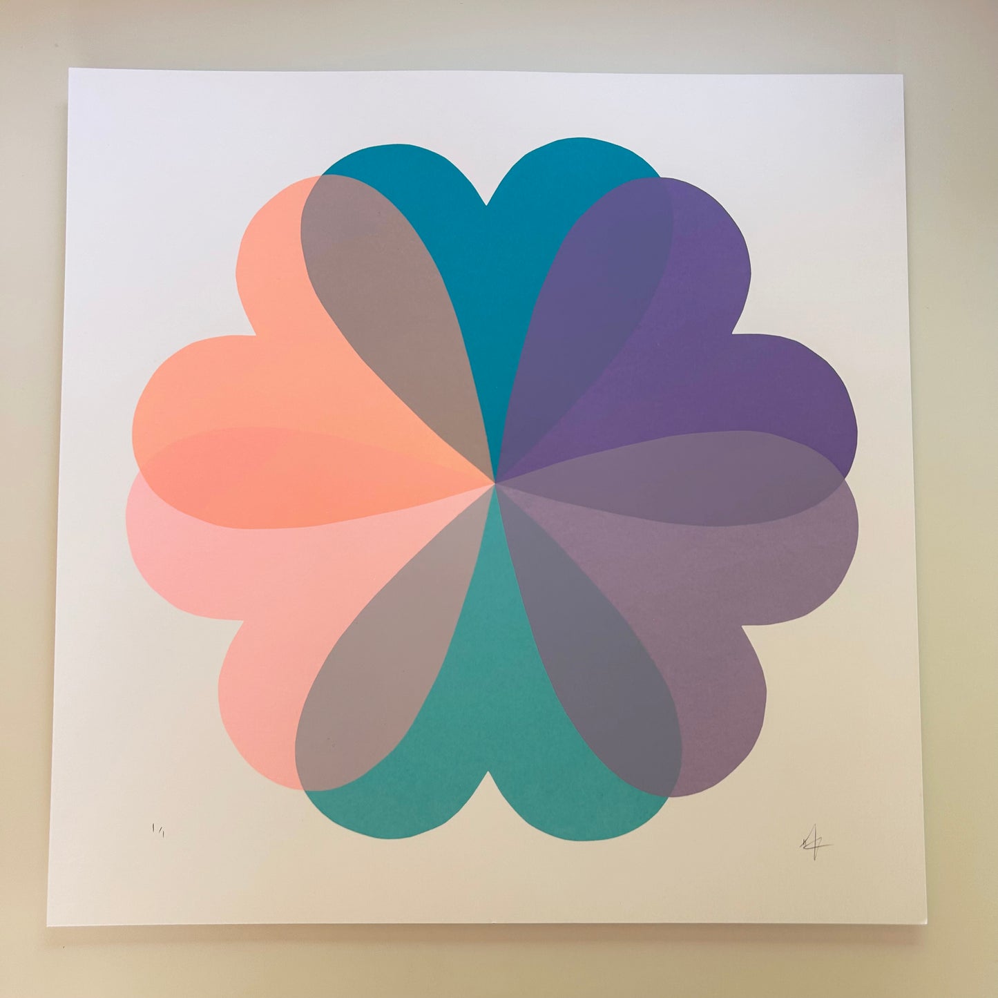 Large Hearts and Flowers | Lilac Teal | NEW