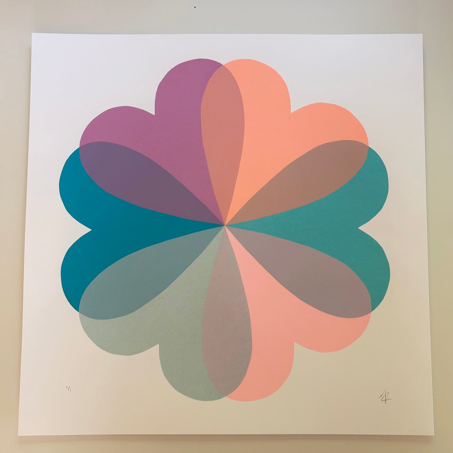 Large Hearts and Flowers | Lilac Teal 1/1 | NEW