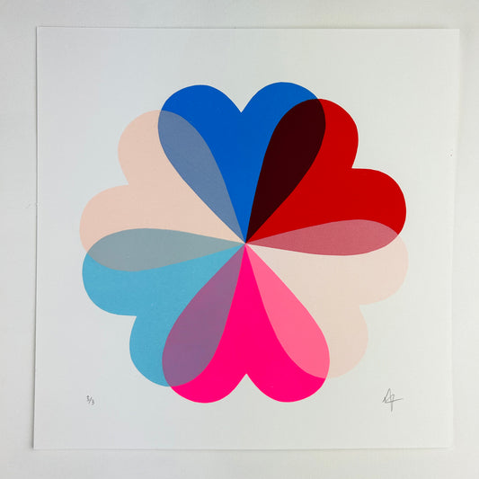 Small Hearts and Flowers | Blue, Red, Pink