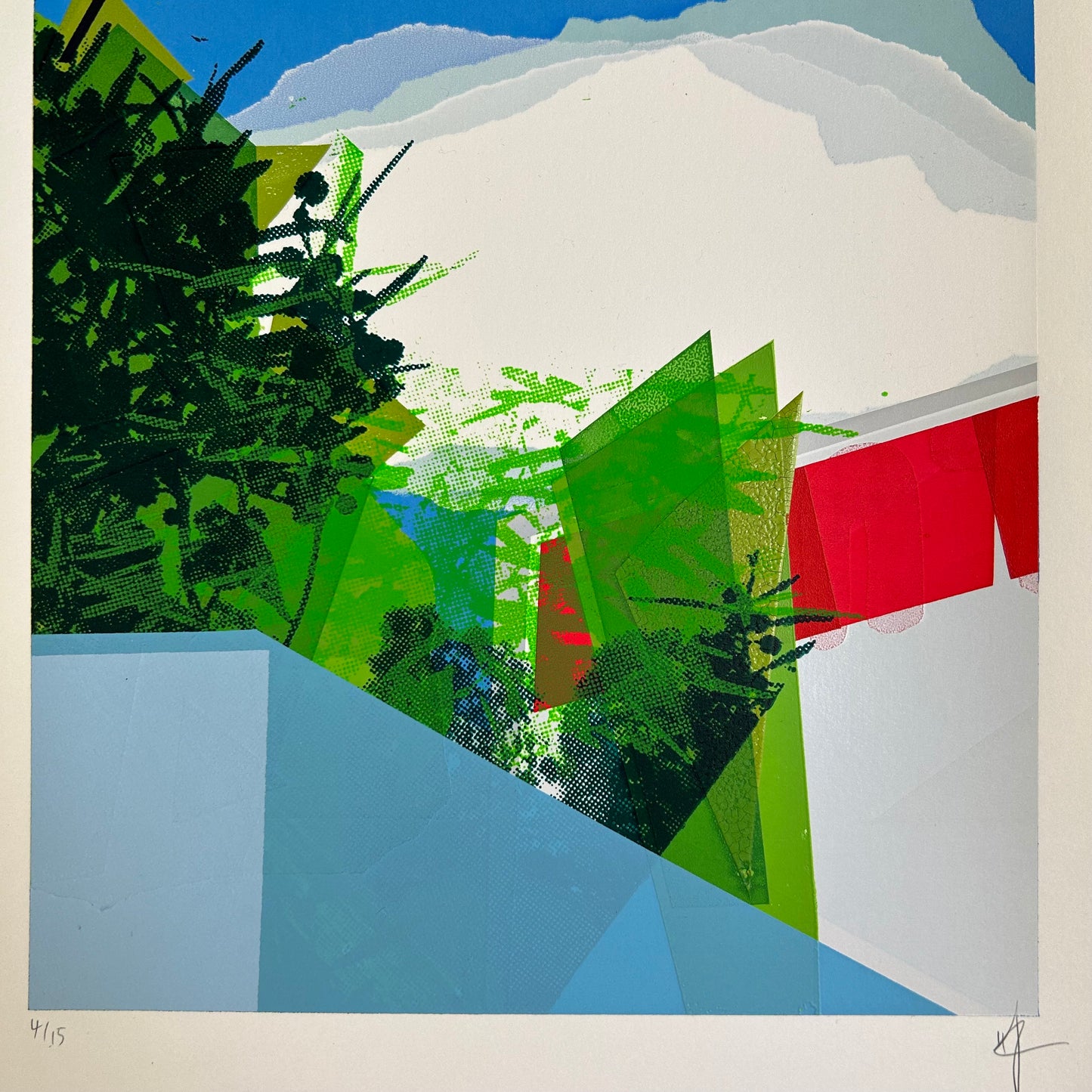 Abstract Screen Print | Blue Sky