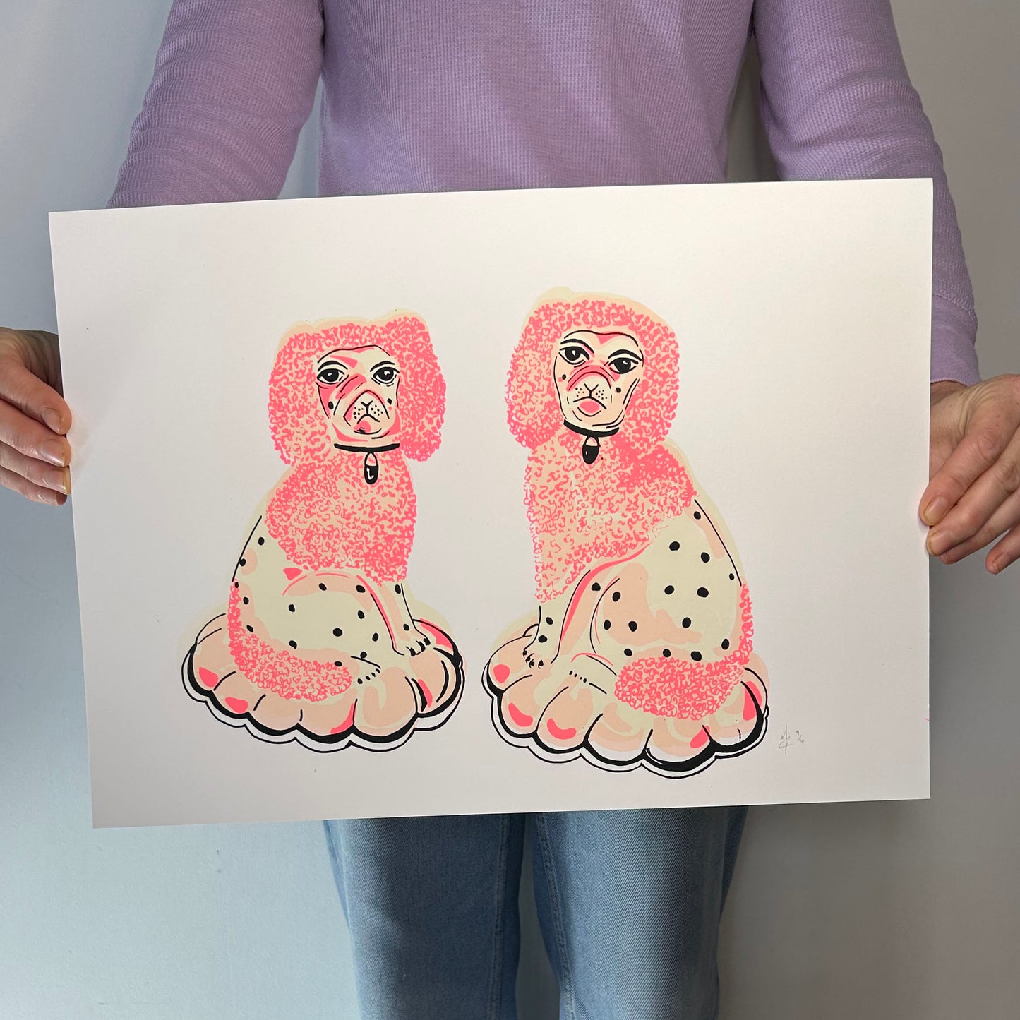 Pink Wooly China Dogs | Screen Print