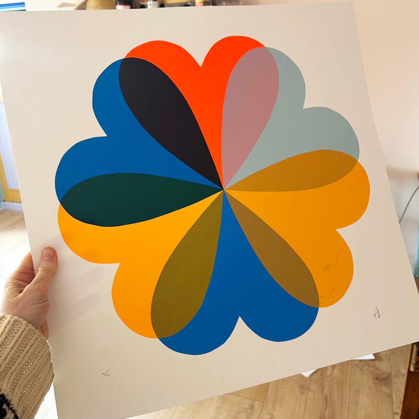 Large Hearts and Flowers | Orange and Blue 2nd
