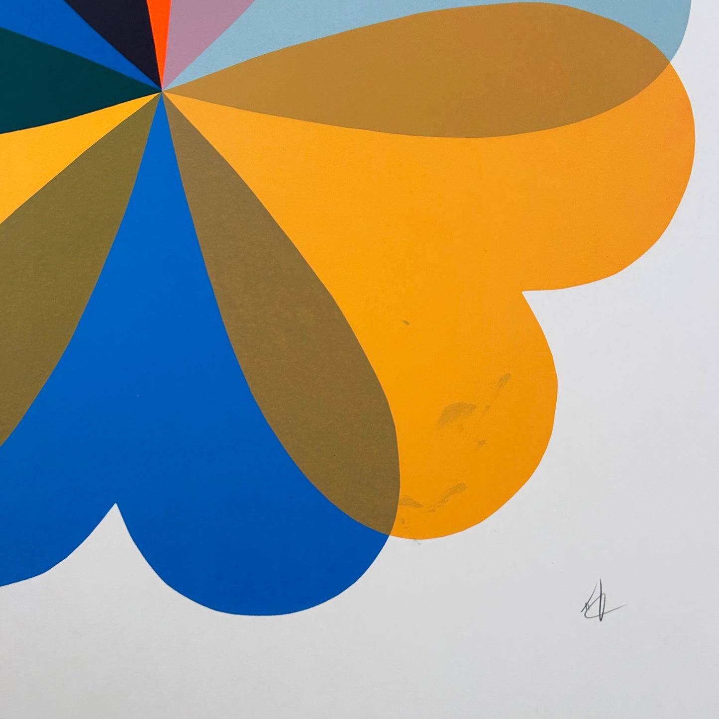 Large Hearts and Flowers | Orange and Blue 2nd