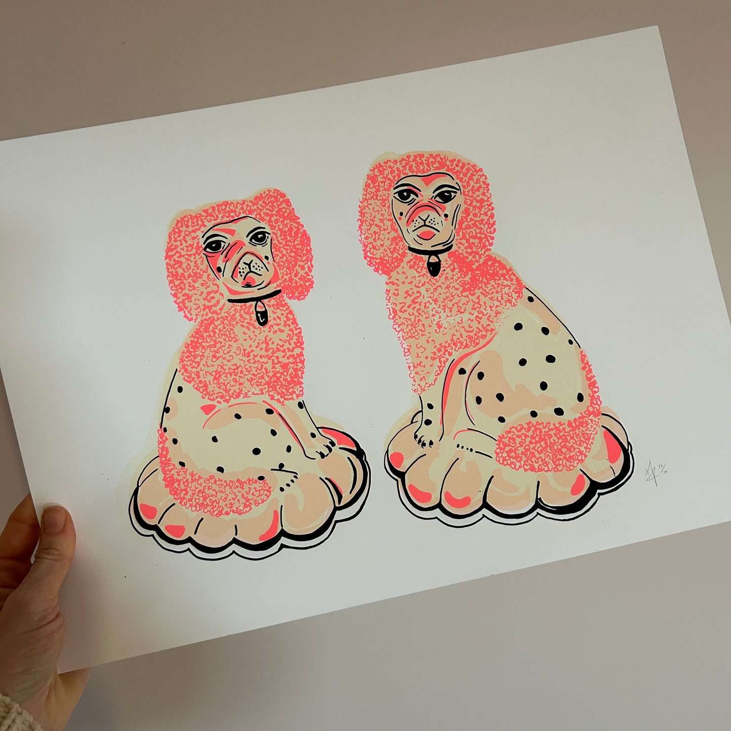 Pink Wooly China Dogs | Screen Print