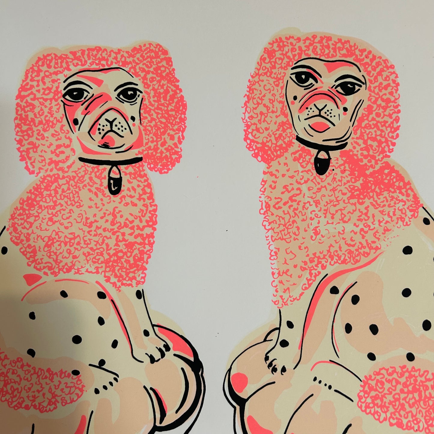 Pink Wooly China Dogs | Screen Print