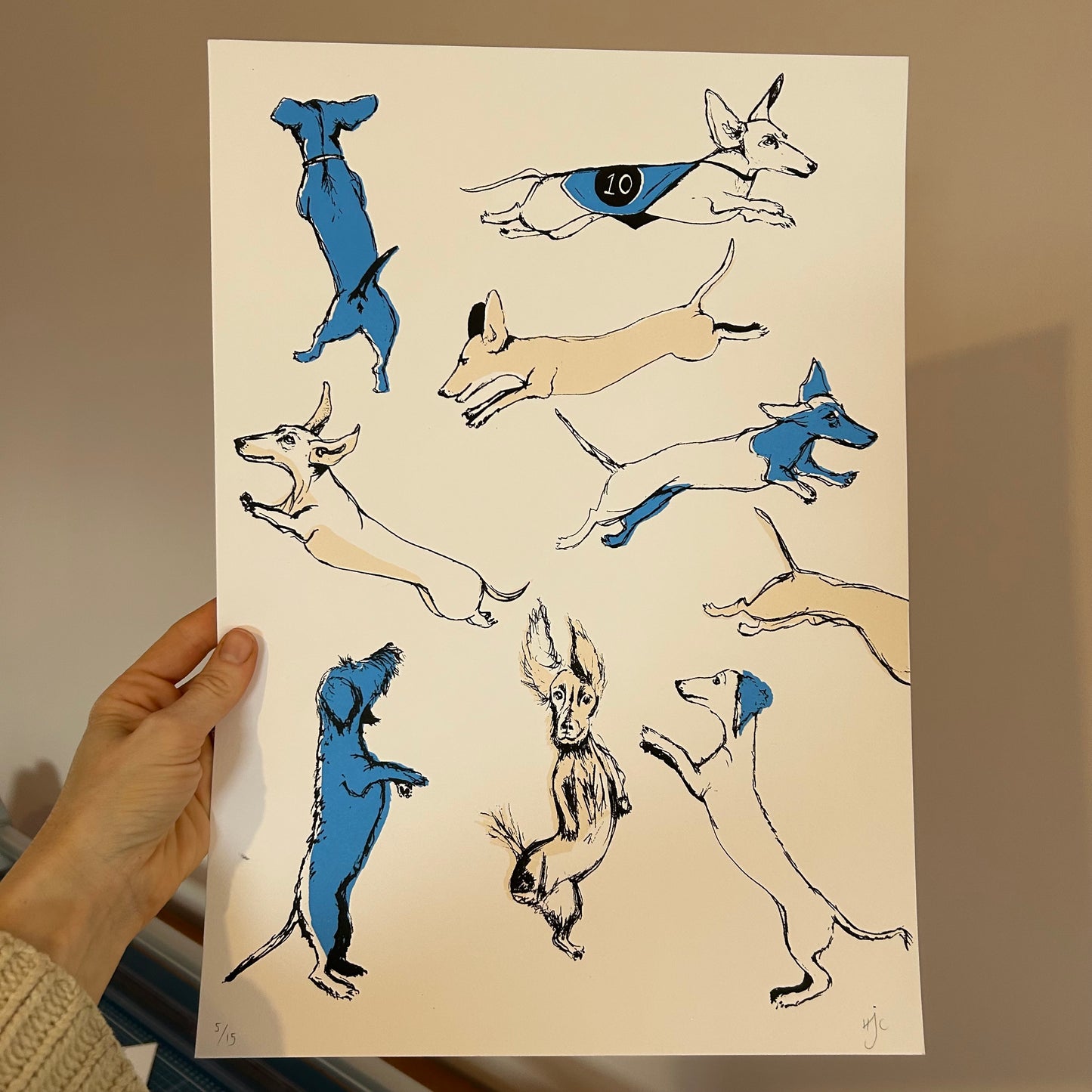 Dancing Dachshunds | Screen print | Pink and Blue