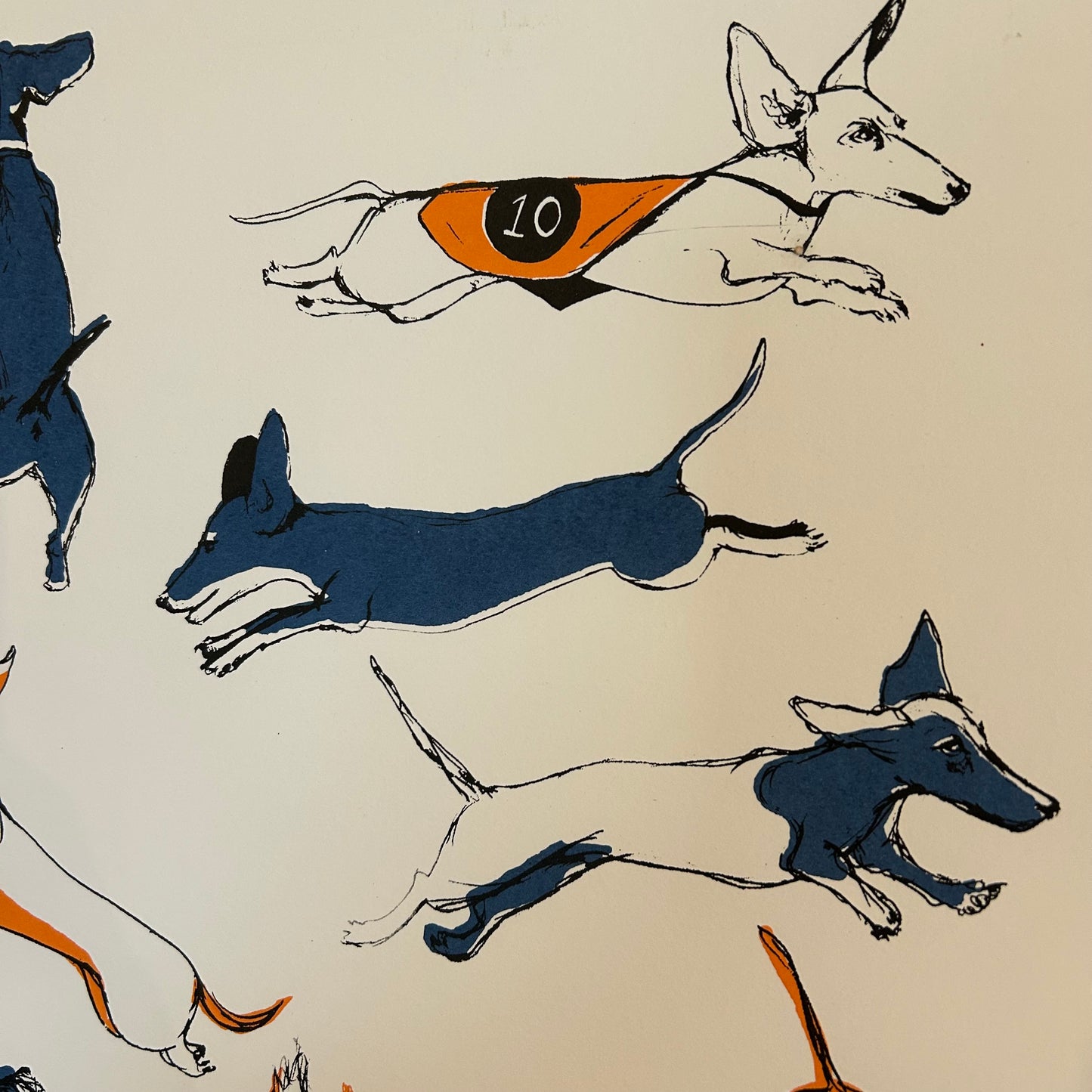 Dancing Dachshunds | Screen print | Orange and Blue