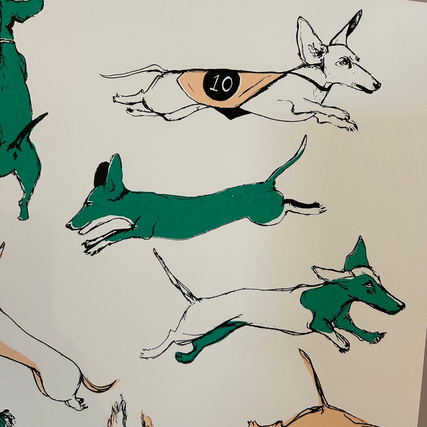 Dancing Dachshunds | Screen print | Pink and Green