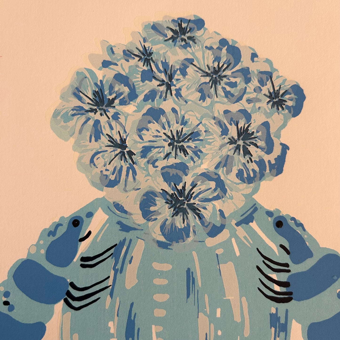 Blue Prawn Vase | Screen Print (on White Paper)