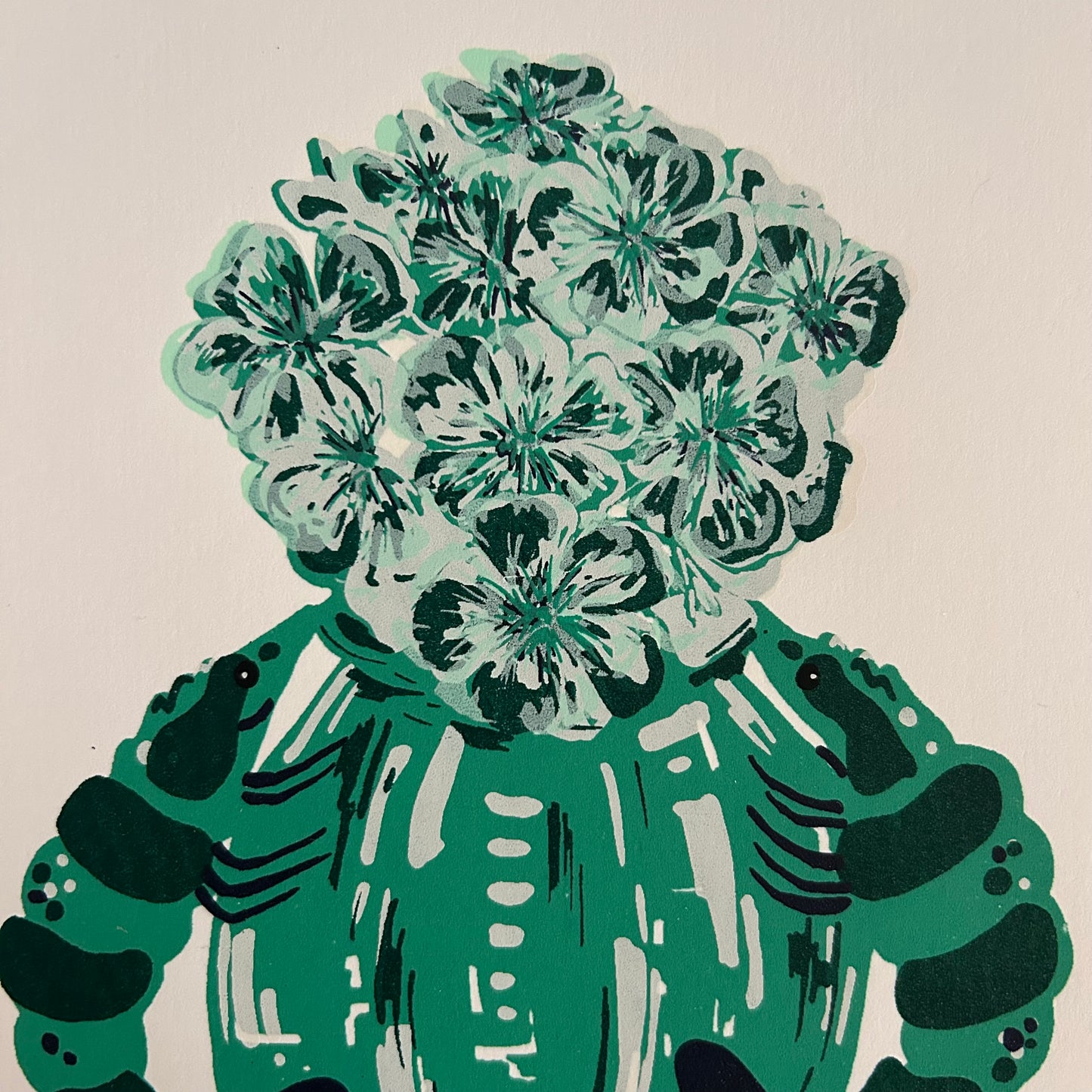 Green Prawn Vase | Screen Print (on White Paper)