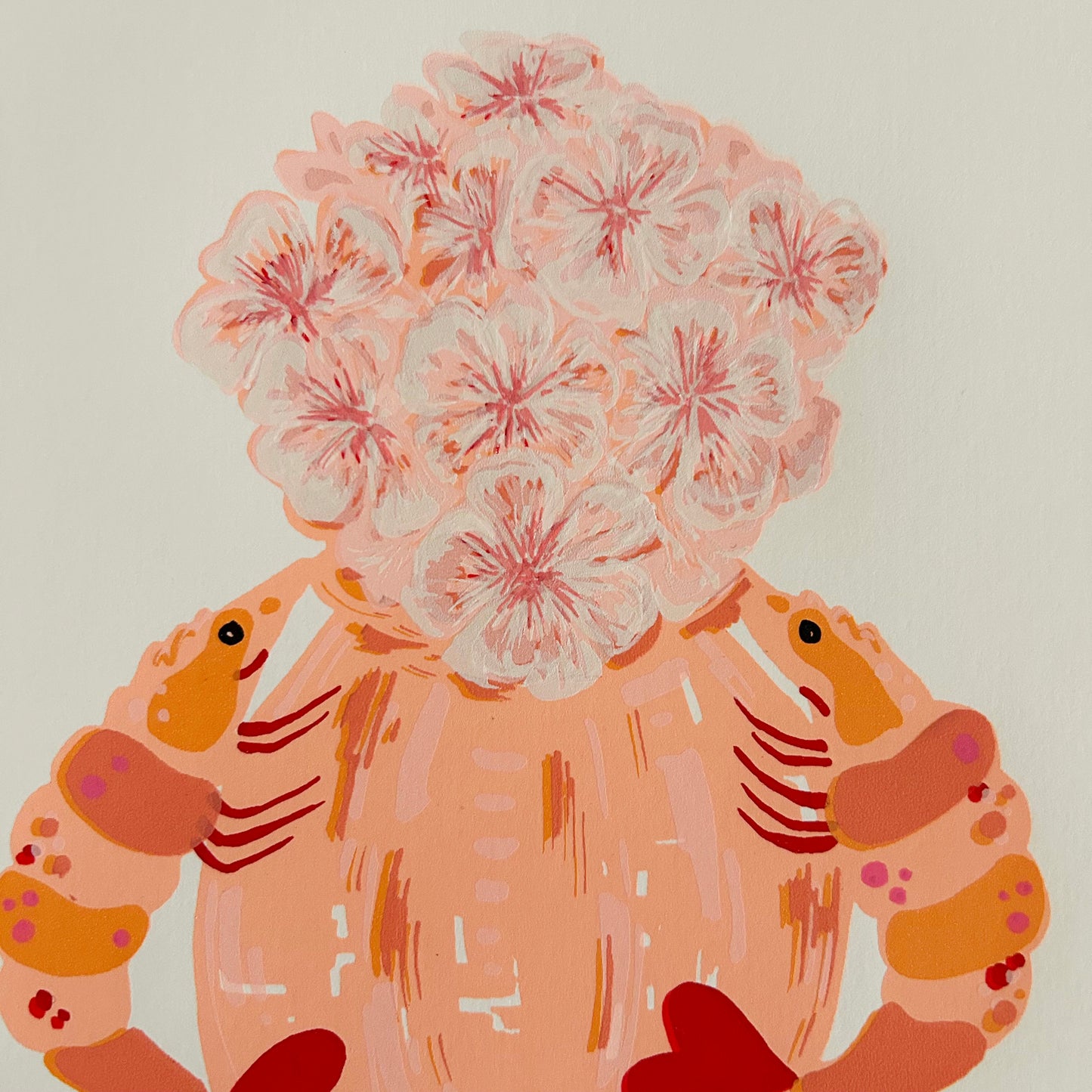 Peach Prawn Vase | Screen Print (on White paper)