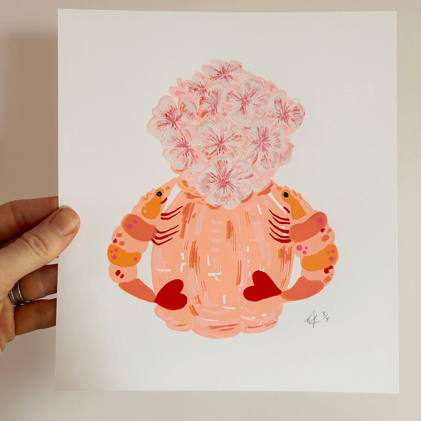 Peach Prawn Vase | Screen Print (on White paper)