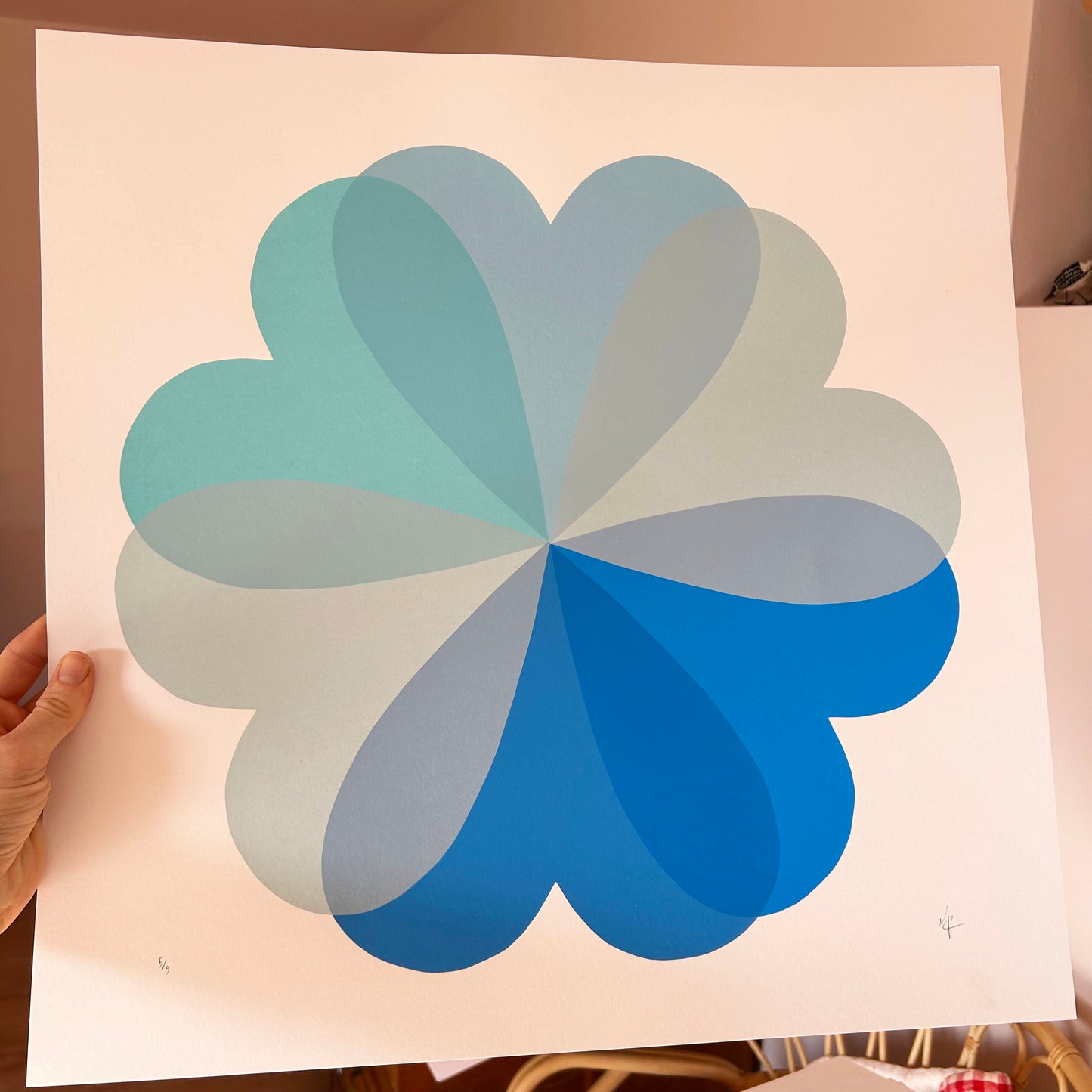 Large Hearts and Flowers | Blues 2