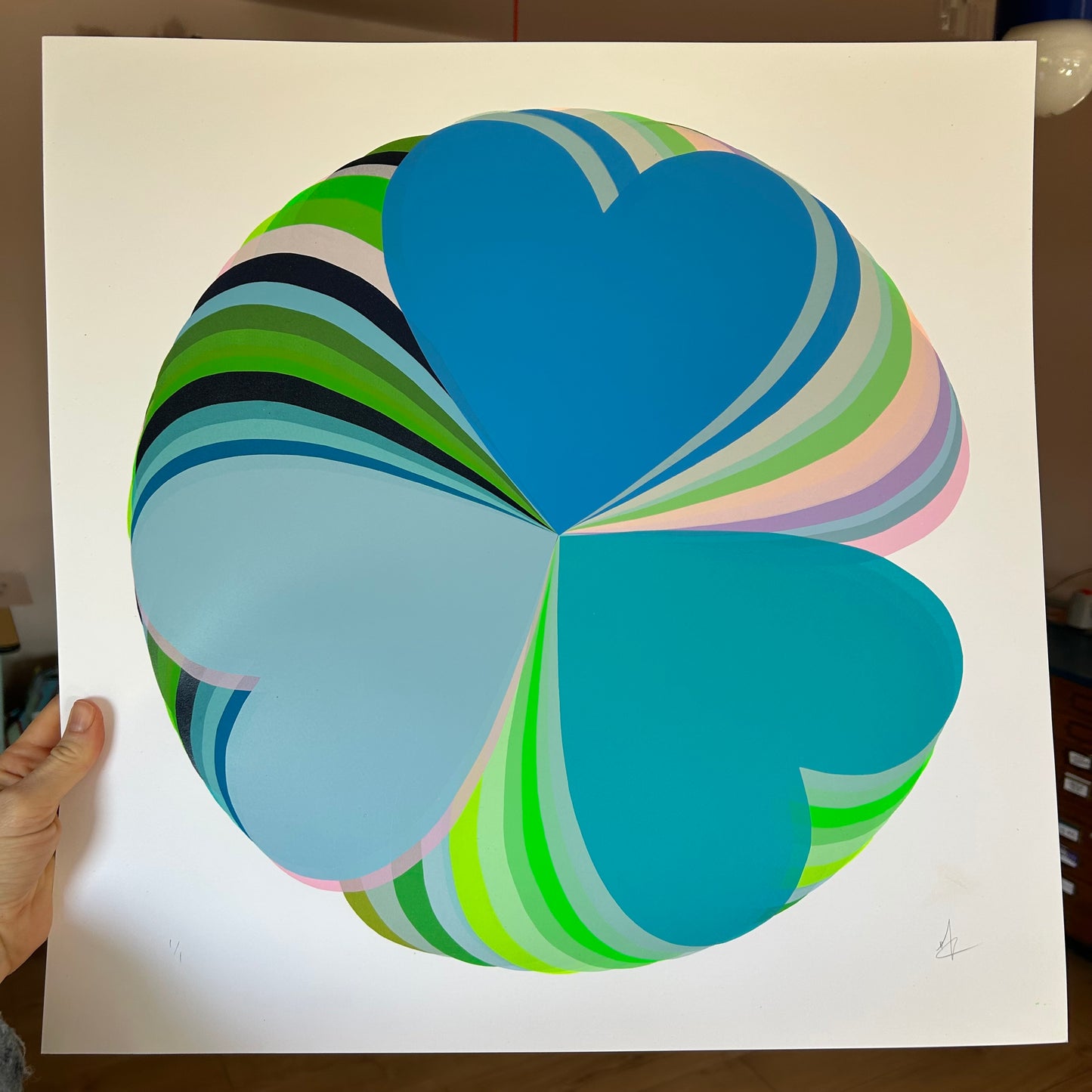 Abstract Hearts | Block Colour Blues