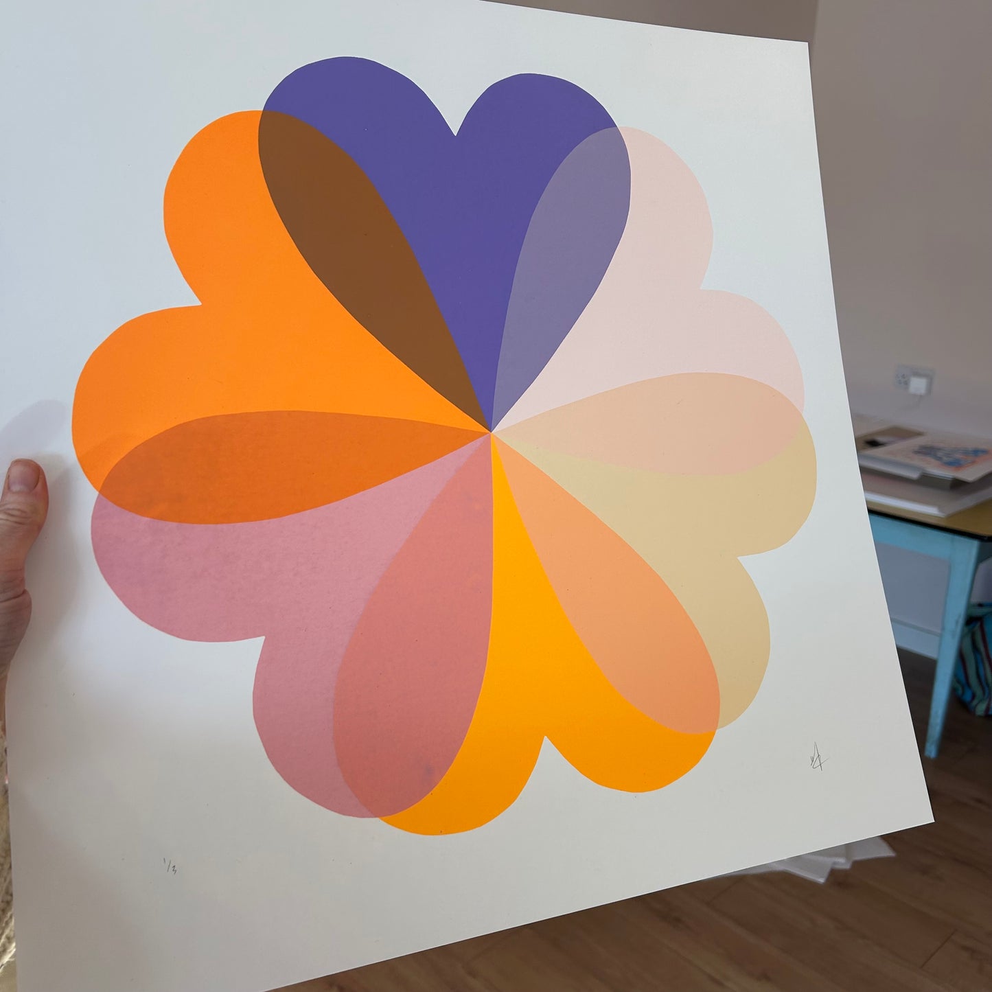 Large Hearts and Flowers | Orange and Mauve