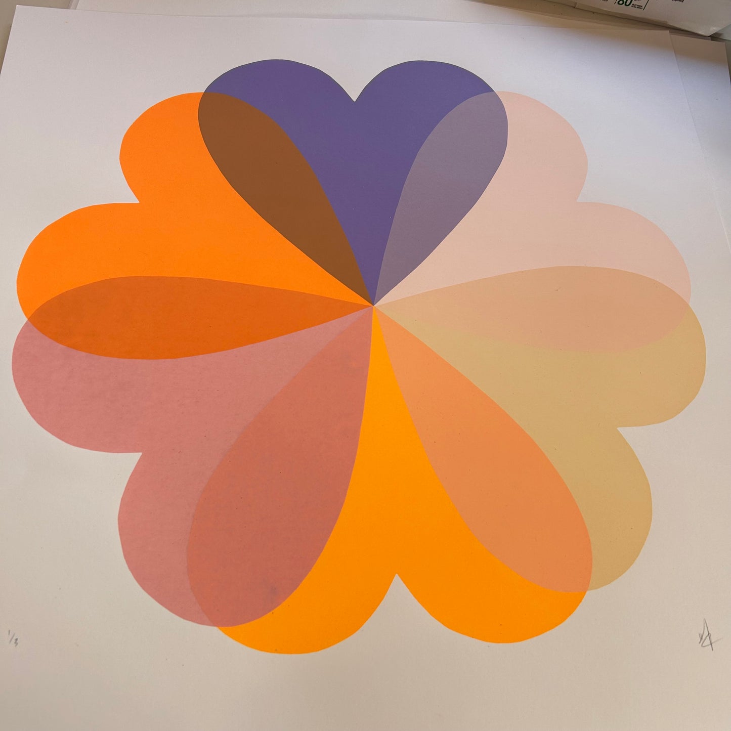 Large Hearts and Flowers | Orange and Mauve