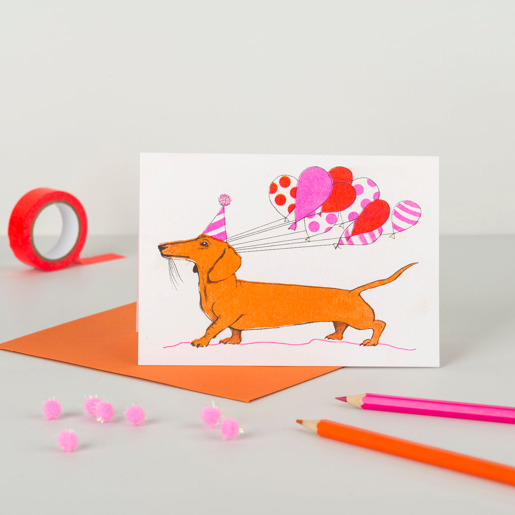 Hannah Carvell, Dachshund Birthday Card, Sausage Dog Greetings Card