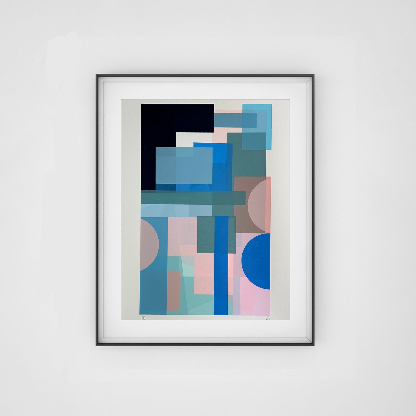 Abstract Screen Print | Blue Blocks