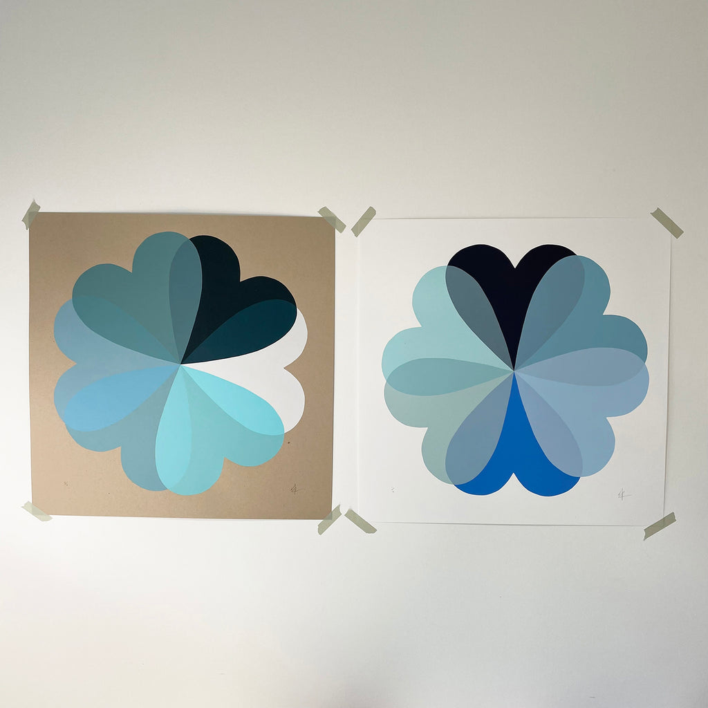Hannah Carvell, Blue, Hearts, Screen Prints, Cool Art, Blue Art, Blue Hearts