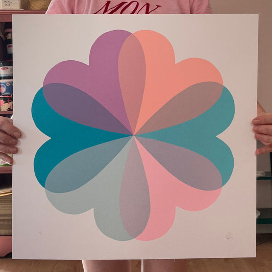 Large Hearts and Flowers | Lilac Teal 1/1 | NEW