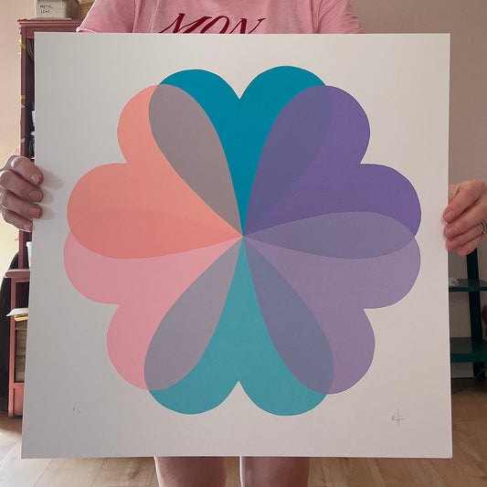 Large Hearts and Flowers | Lilac Teal | NEW