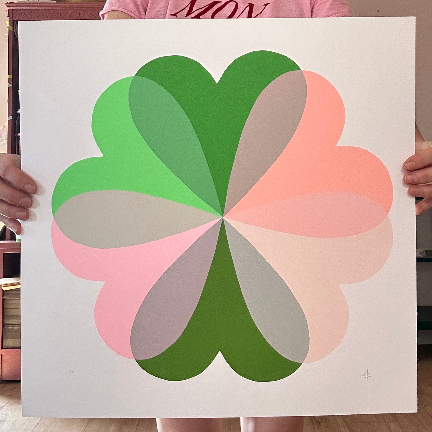 Large Hearts and Flowers | Pink & Green | NEW