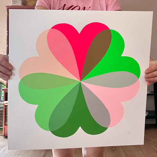 Large Hearts and Flowers | Electric Green + Pink | NEW