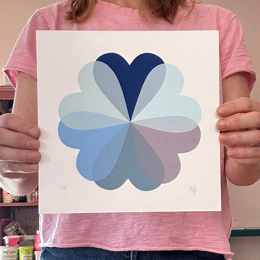 Small Hearts and Flowers | Petrol Blue
