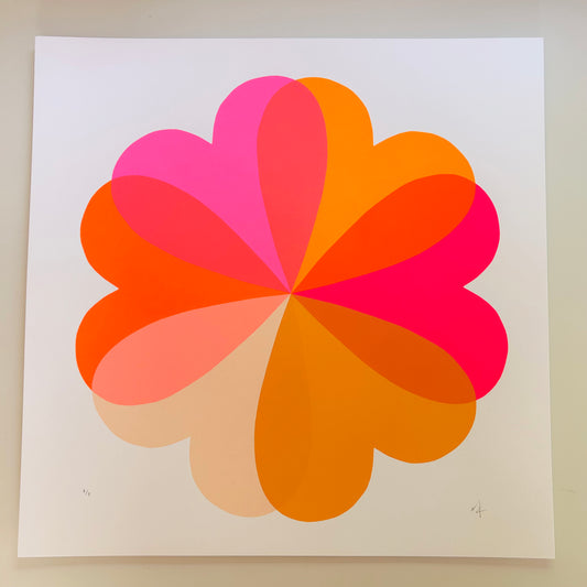 Large Hearts and Flowers | Orange and Pinks | NEW