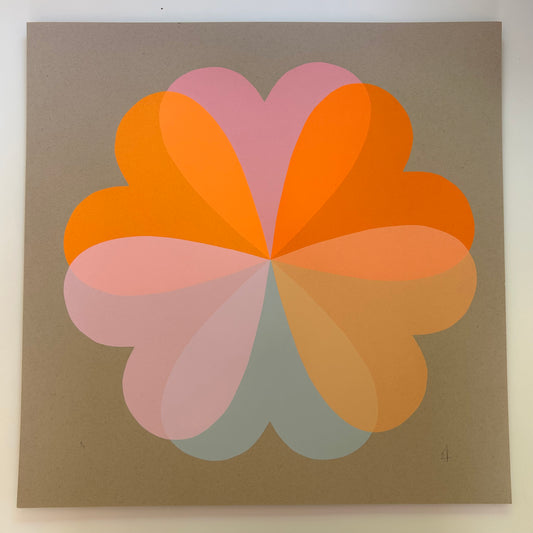 Large Hearts and Flowers | Orange Haze Recycled Paper