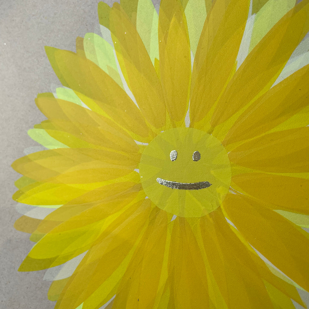 Happy Dahlia | Yellow (on Recycled Paper)