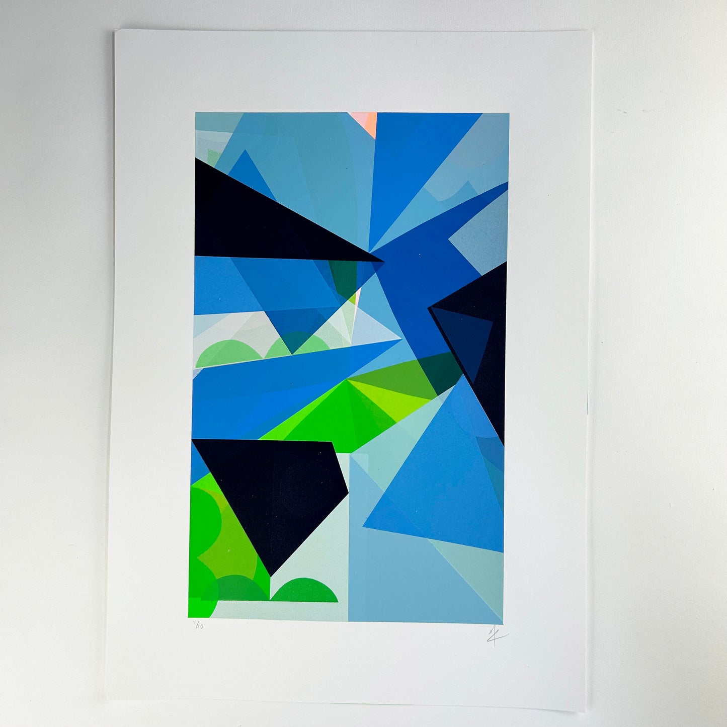 Abstract Screen Print | Green & Blue