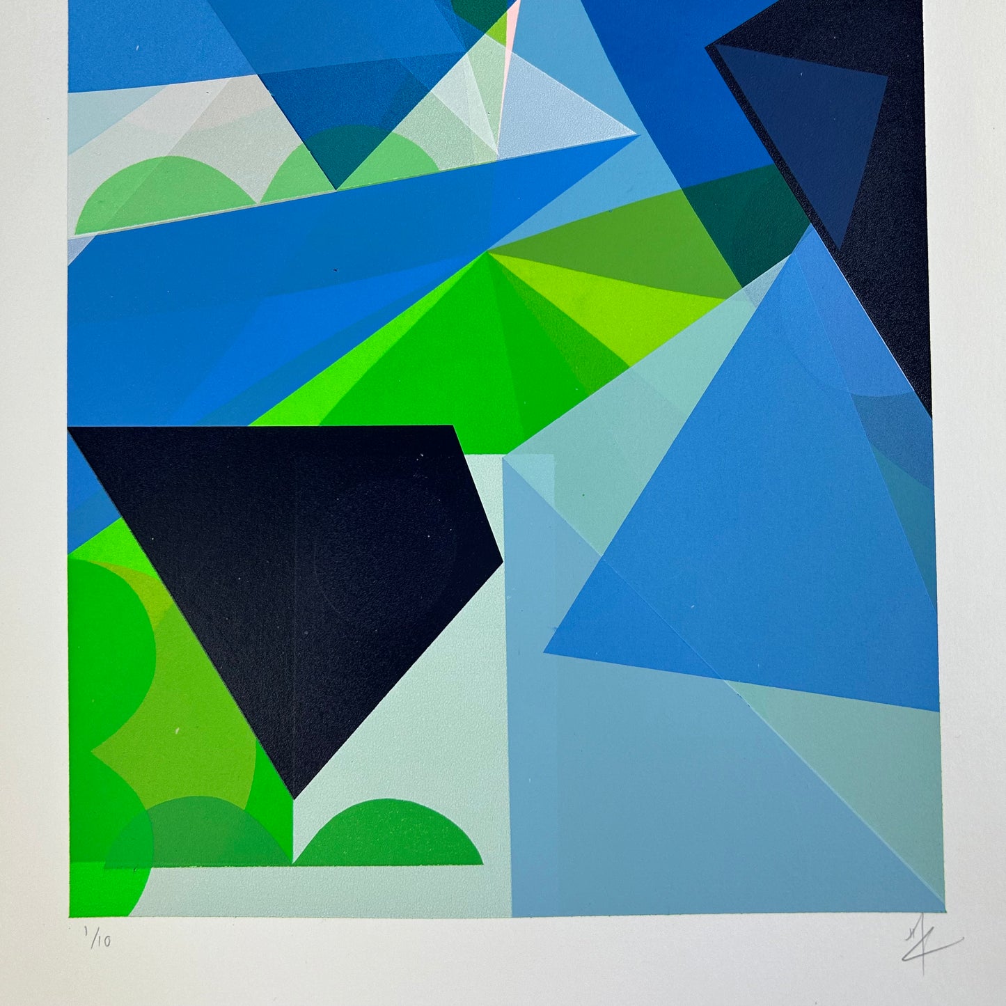 Abstract Screen Print | Green & Blue