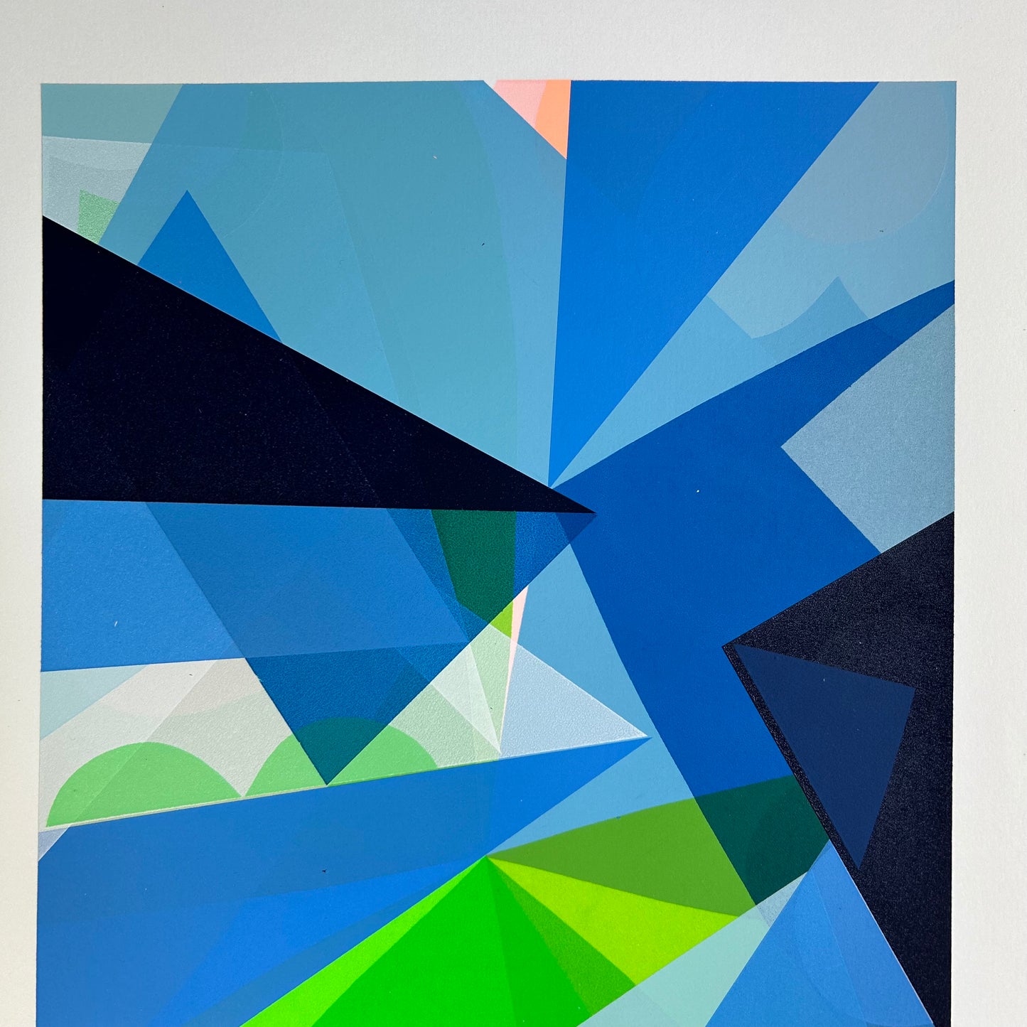 Abstract Screen Print | Green & Blue