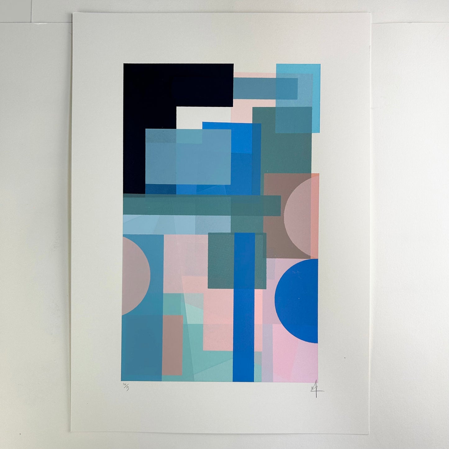 Abstract Screen Print | Blue Blocks