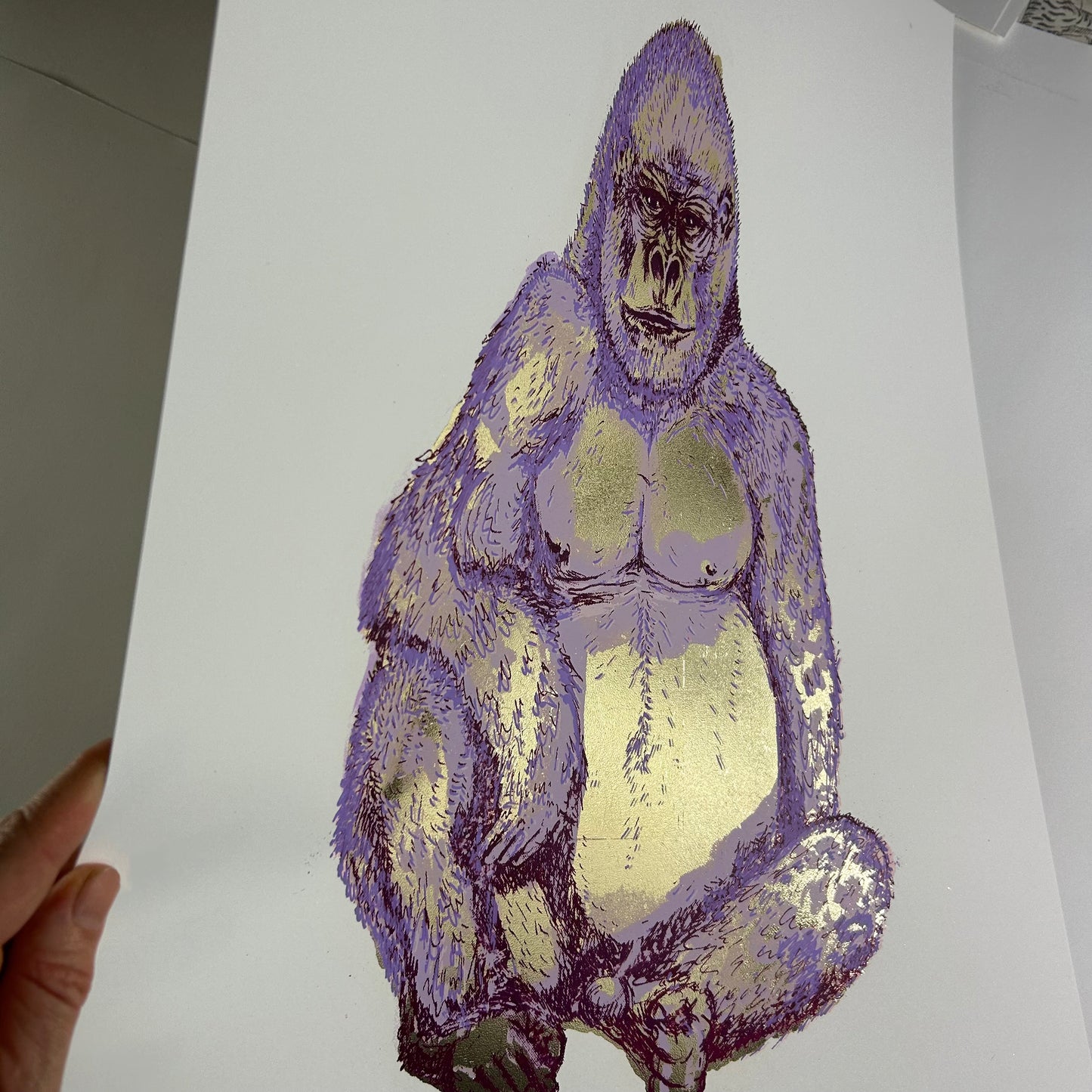 SHINY Lilac Gorilla | Screen Print | Gold