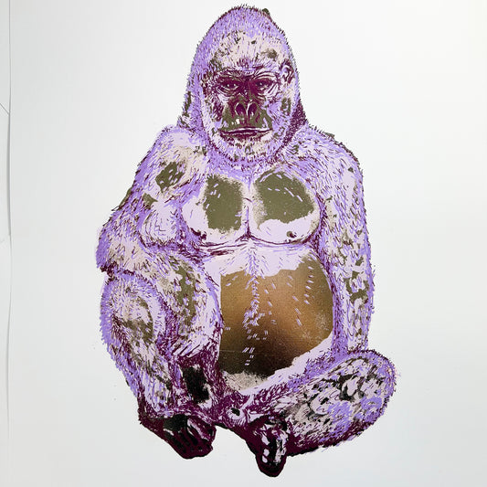 SHINY Lilac Gorilla | Screen Print | Gold