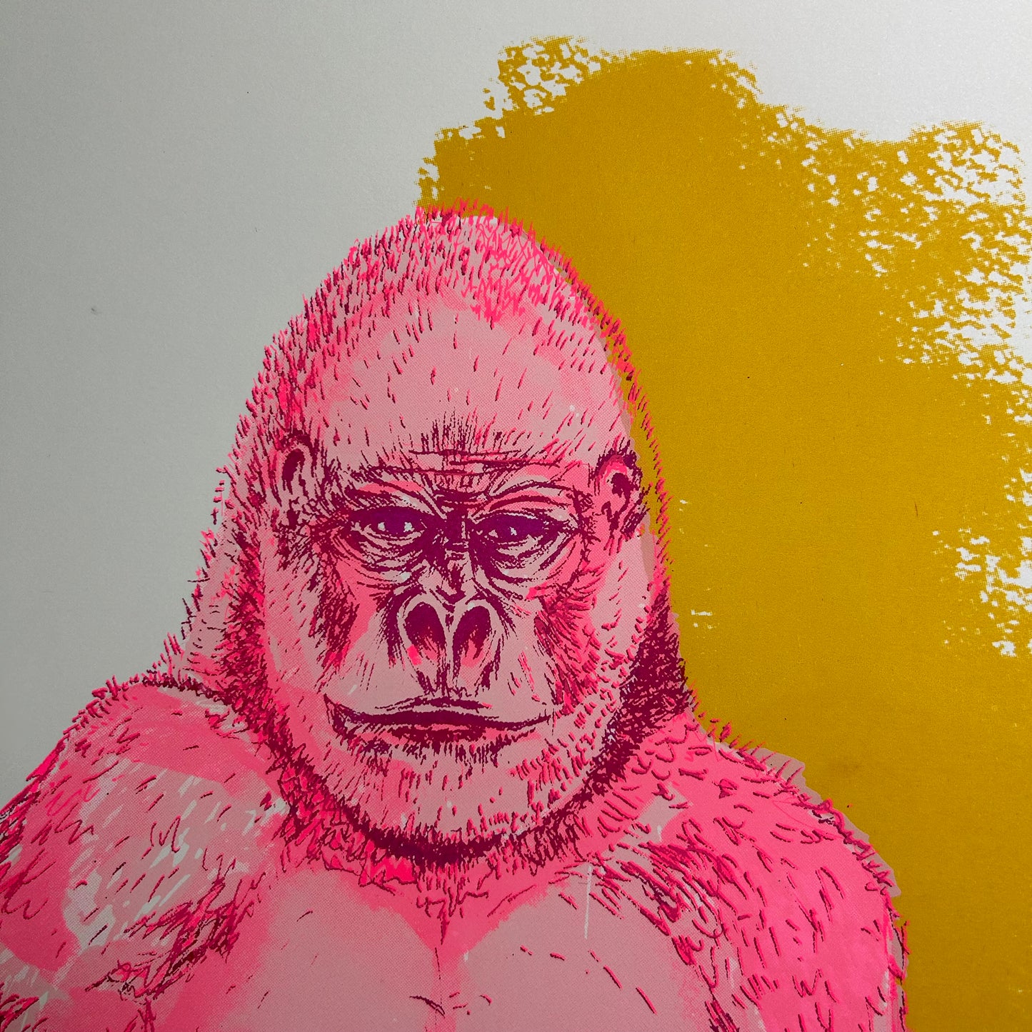 Pink Gorilla with Yellow | Screen Print