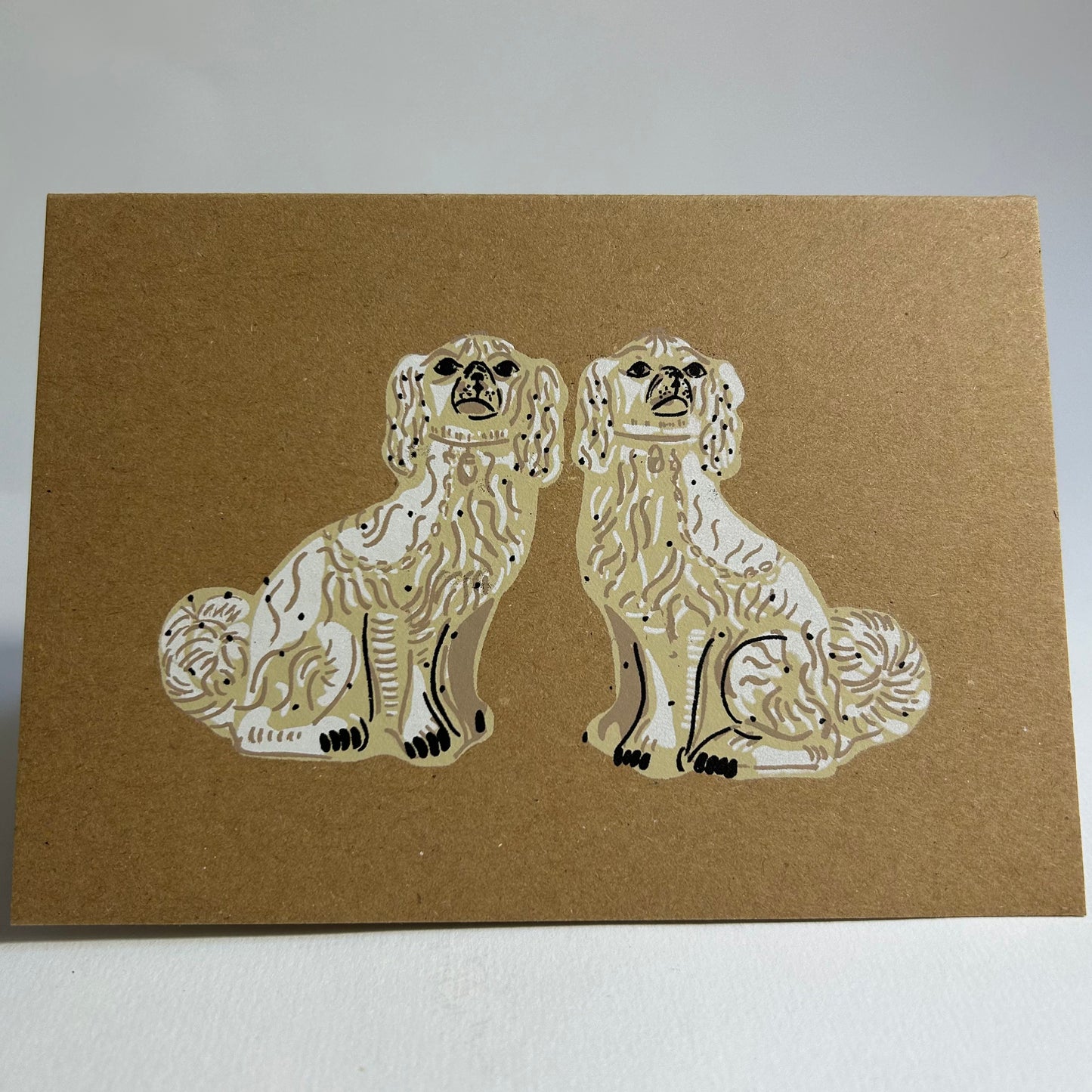 China Dogs | Hand Printed Card on Recycled