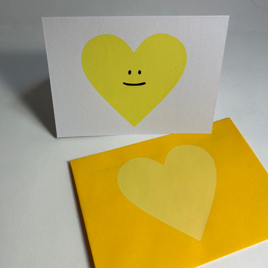 Happy Heart Yellow | Hand Screen Printed Card