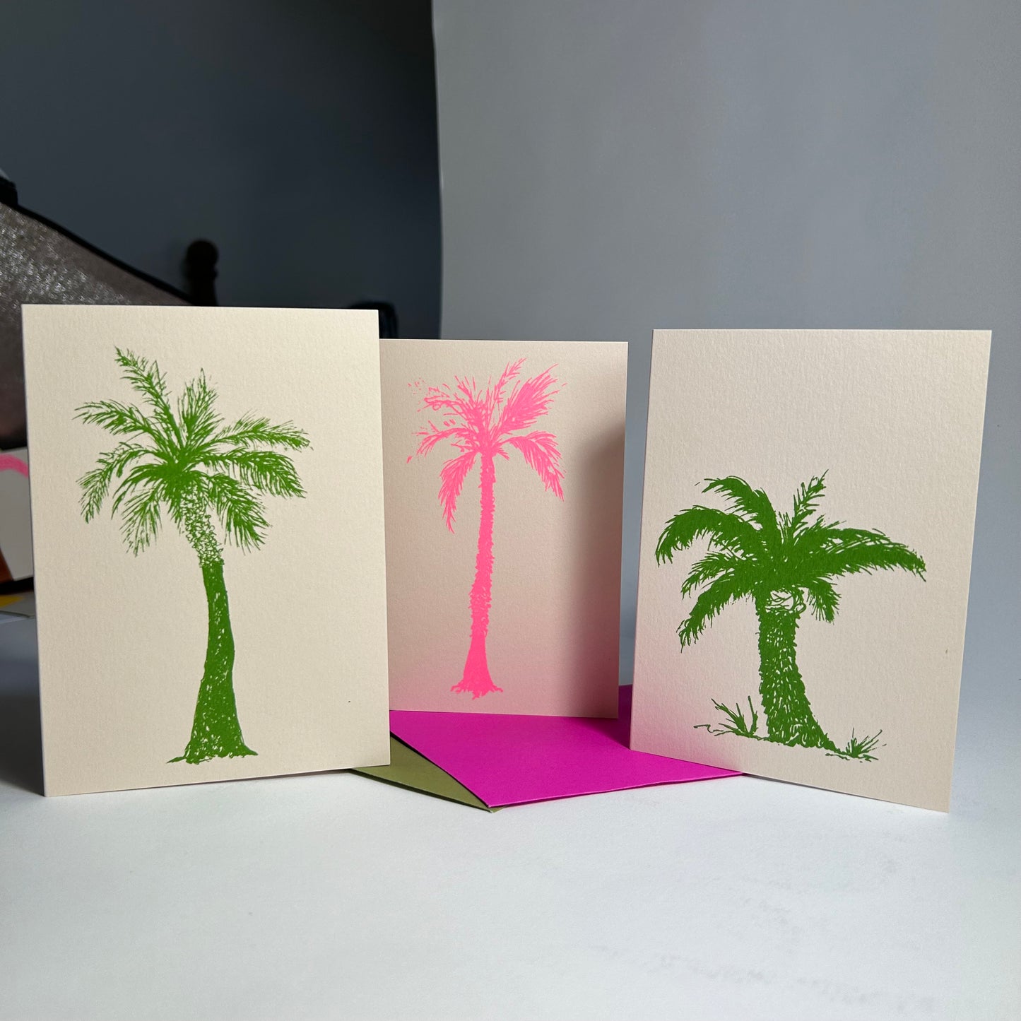 Green Short Palm Tree | Hand Screen Printed Card