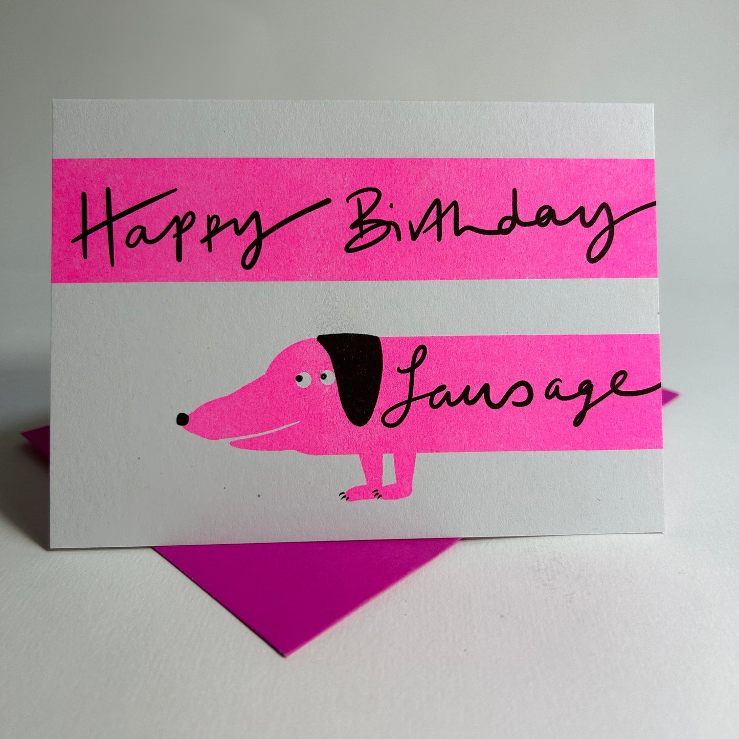 Sausage Dog Card | Riso Print