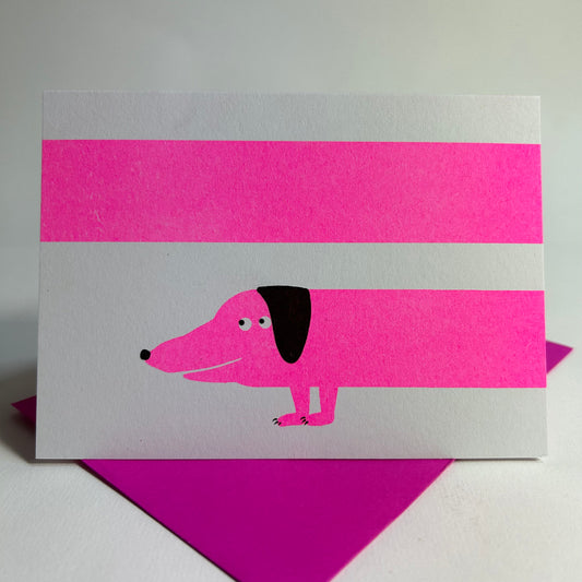 Sausage Dog Card | Riso Print