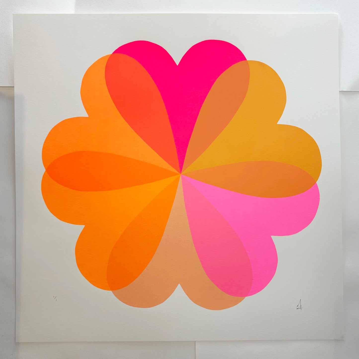 Large Hearts and Flowers | Orange and Pink 1/1