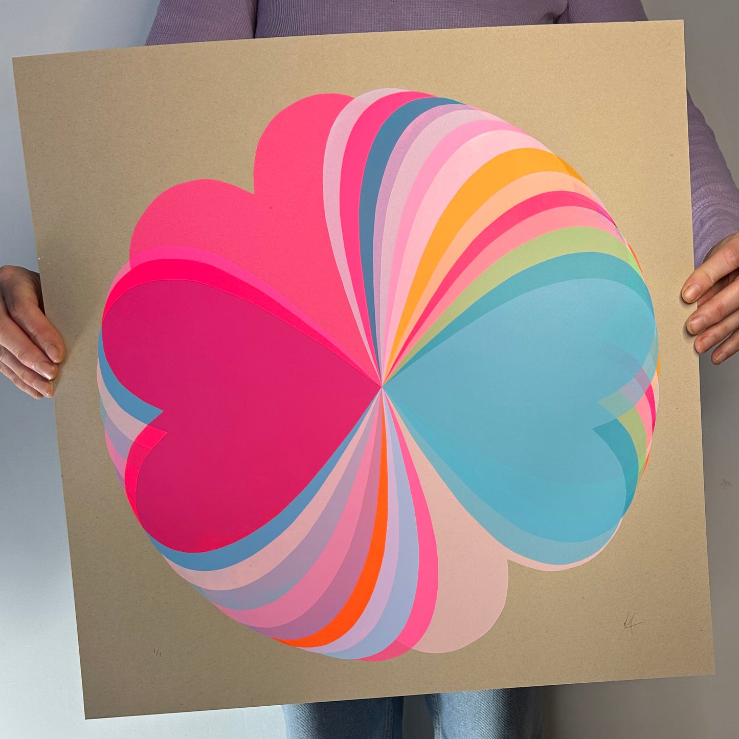 Abstract Hearts | Rainbow on Natural Paper