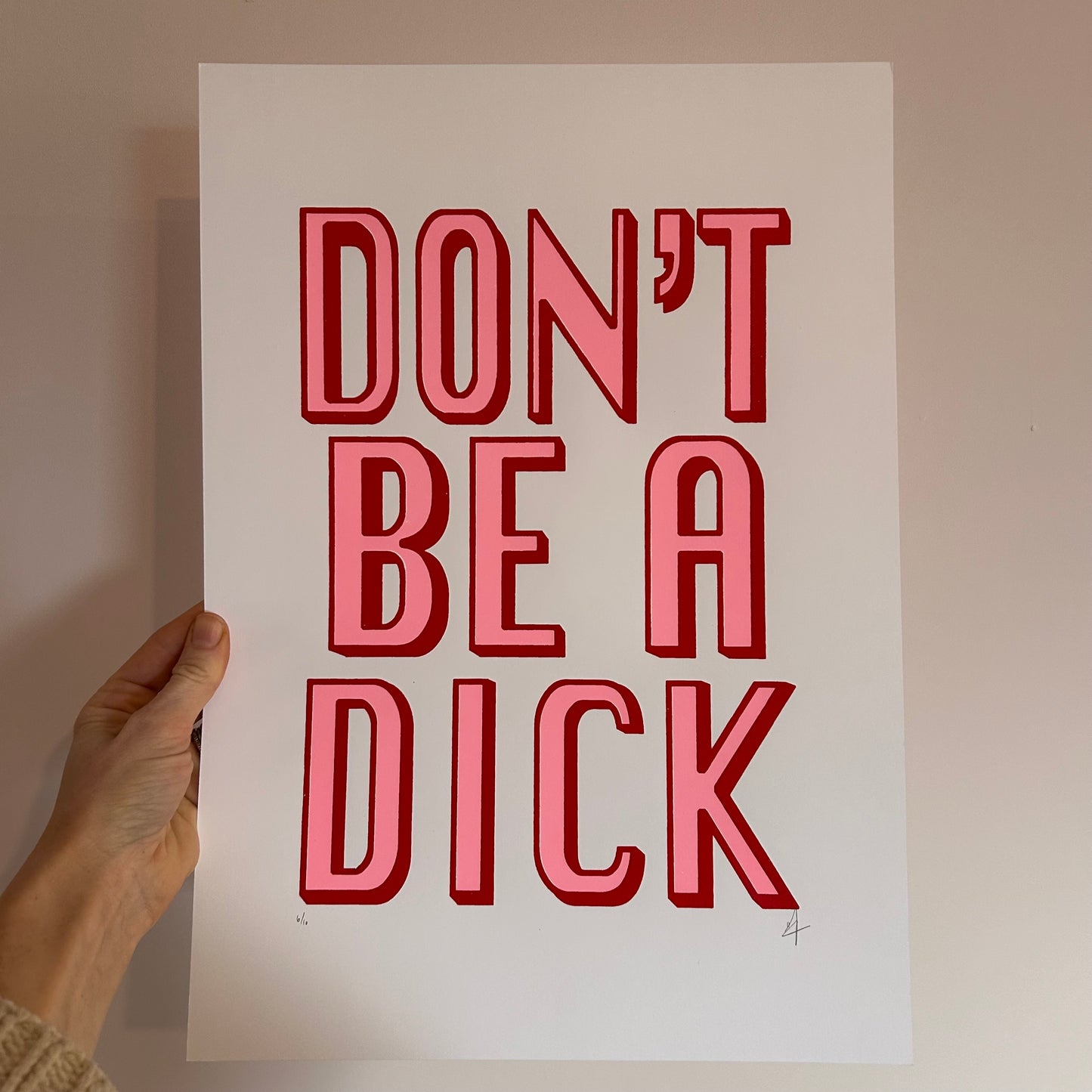 Don't Be a Dick | Screen Print | Pink and Red