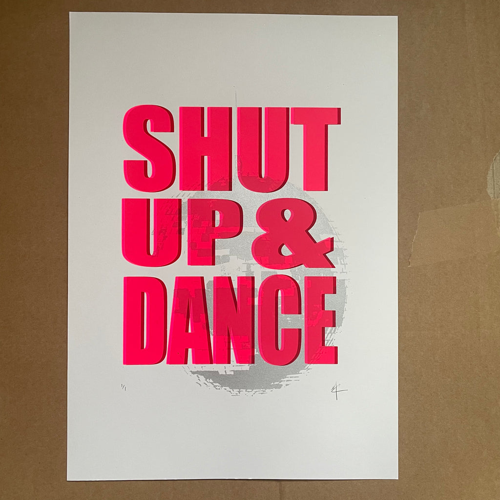 SHUT UP & DANCE | printed over a Disco Ball